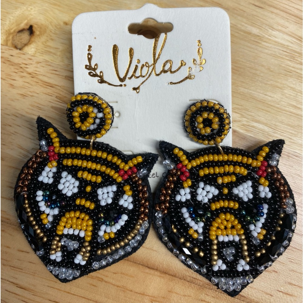 Tiger seed bead earrings NEW